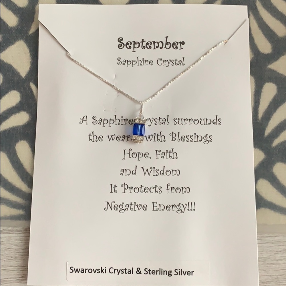 September Sapphire Crystal Necklace